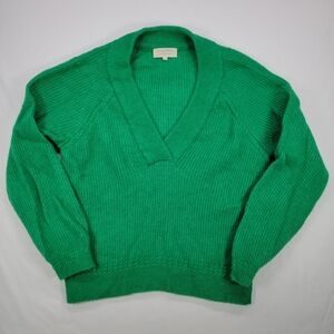 La Maille Sezane Green V-Neck Sweater Medium